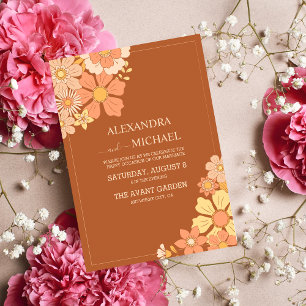 Convites Casamento com Tons Suaves e Tema Retro Groovy dos