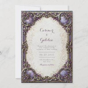 Convites Casamento com Trabalho de Rolo em Dourado e Ametis