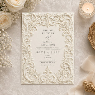 Convites Casamento com Trabalhos em Rolo Barroco Elegante V