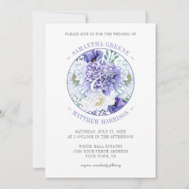 Convites Casamento com Typografia de Poppies Brancos Roxos