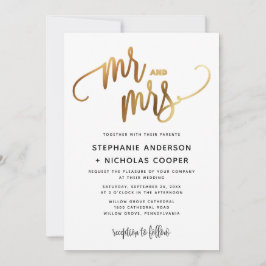 Convites Casamento com Typografia Dourado Lovely Script