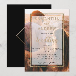 Convites Casamento com um simples monograma de fotografia d