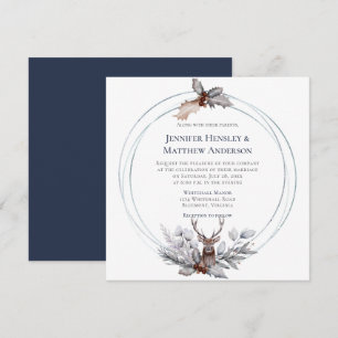 Convites Casamento com Veado do Círculo Antlers Holly Berry