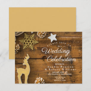 Convites Casamento com Veados de Natal Rustic Country