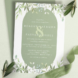 Convites Casamento com Vegetação de Eucalipto em Aquarela M