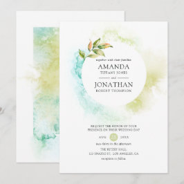 Convites Casamento com Vegetação em Aquarela