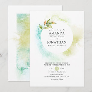 Convites Casamento com Vegetação em Aquarela