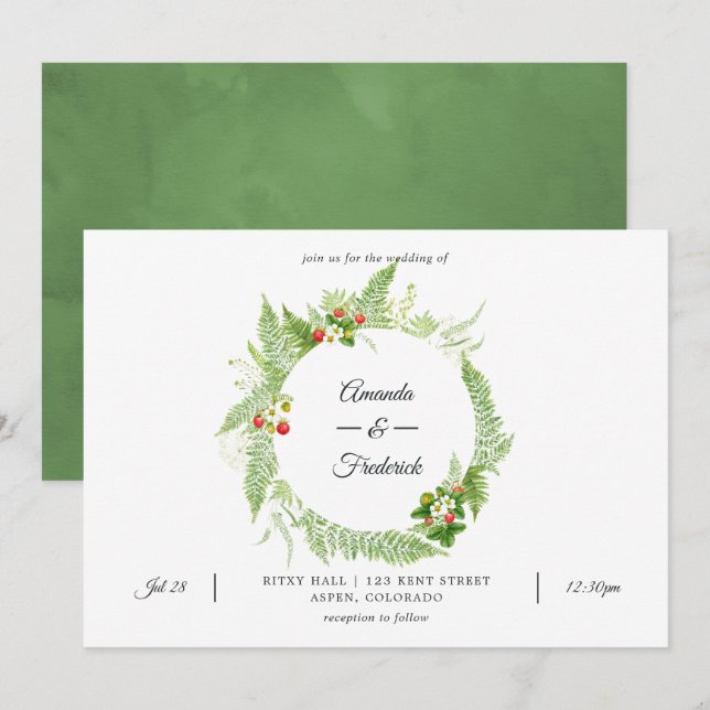 Convites Casamento com Vegetação Selvagem (Frente/Verso)