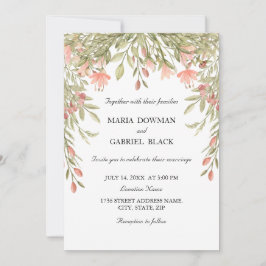 Convites Casamento com vegetação vítrea aquática elegante