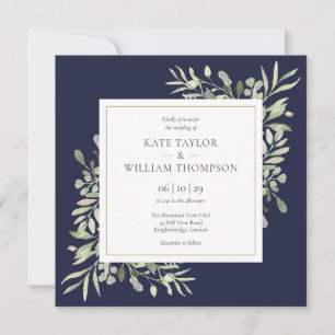 Convites Casamento com Verde Água Marinho em Aquarela