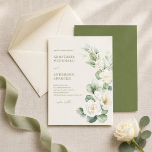 Convites Casamento com Verde Botânico Moderno