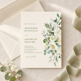 Convites Casamento com Verde Botânico Moderno