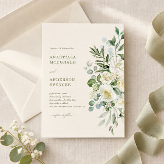 Convites Casamento com Verde Botânico Moderno