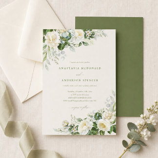 Convites Casamento com Verde Botânico Moderno