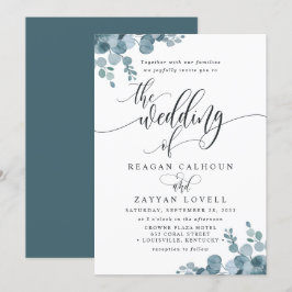 Convites Casamento com Verde de Eucalipto Azul Empoeirado