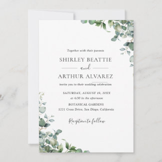 Convites Casamento com Verde Folhagem de Eucalipto Elegante