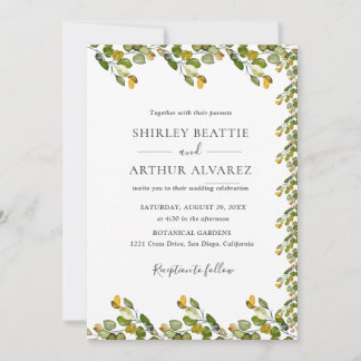 Convites Casamento com Verde Folhagem de Eucalipto Elegante