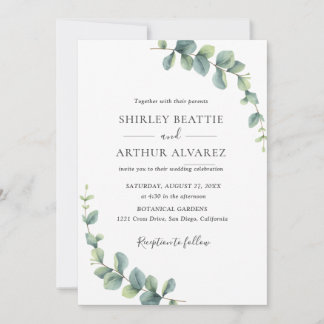 Convites Casamento com Verde Folhagem de Eucalipto Elegante