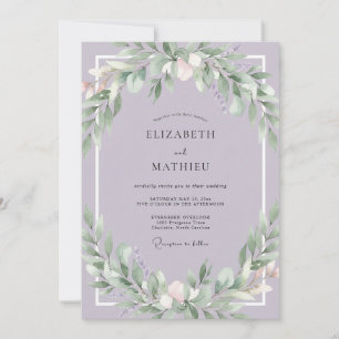 Convites Casamento com Verdejante Roxo Empoeirado