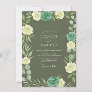 Convites Casamento com Verdura Creme de Musgo