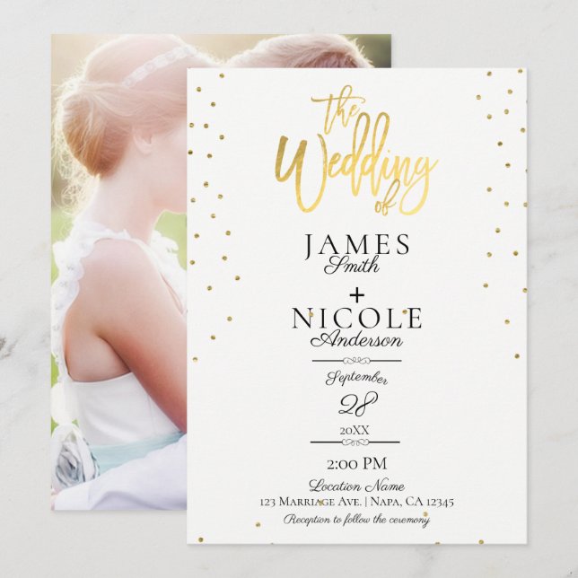 Convites Casamento com Verso de Foto Completo em Folha de O (Frente/Verso)