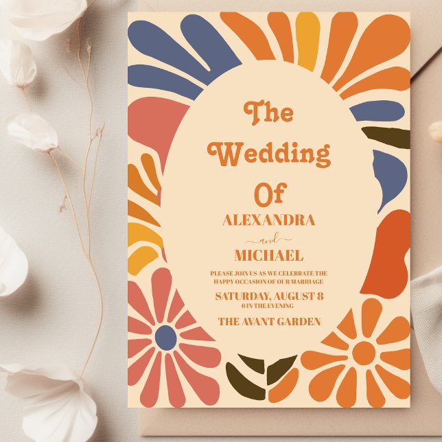 Convites Casamento com Vibrações Divertidas Boho Praia Vint (Criador carregado)