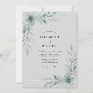 Convites Casamento com Videira de Aço Aqua
