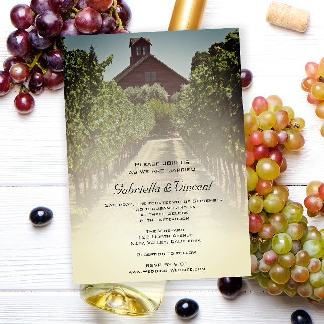 Convites Casamento com Vineyard e Red Barn Rustic (Criador carregado)