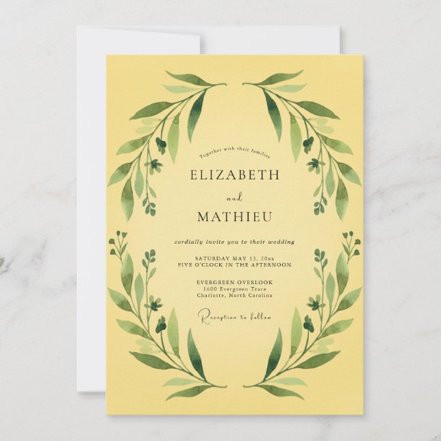 Convites Casamento com Vinha Amarela Manteiga (Frente)