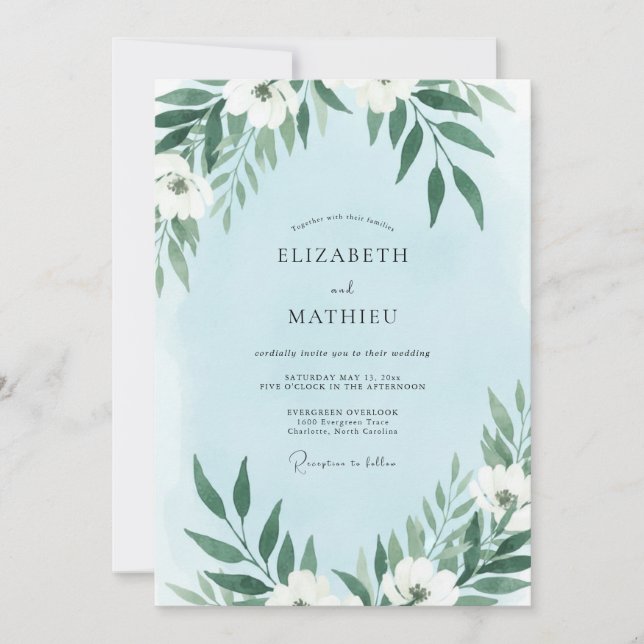 Convites Casamento com Vinha Branca Azur (Frente)