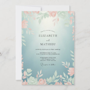 Convites Casamento com Vinha Coral Aqua