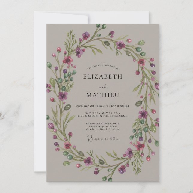 Convites Casamento com Vinha de Âmbar Ameixa (Frente)
