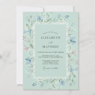 Convites Casamento com Vinha de Aquarela Aqua