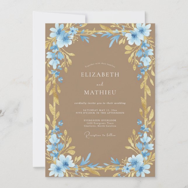 Convites Casamento com Vinha de Areia Azul (Frente)