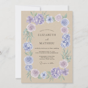 Convites Casamento com Vinha de Bege e Periwinkle