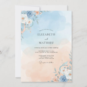 Convites Casamento com Vinha de Champanhe Azul