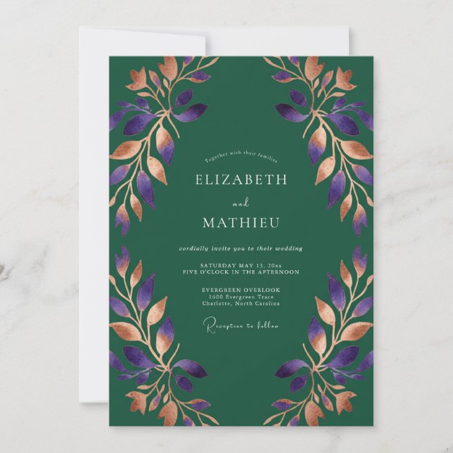 Convites Casamento com Vinha de Cobre Ametista (Frente)