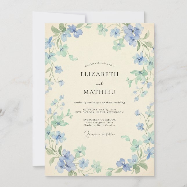 Convites Casamento com Vinha de Hortelã Cerúlea (Frente)
