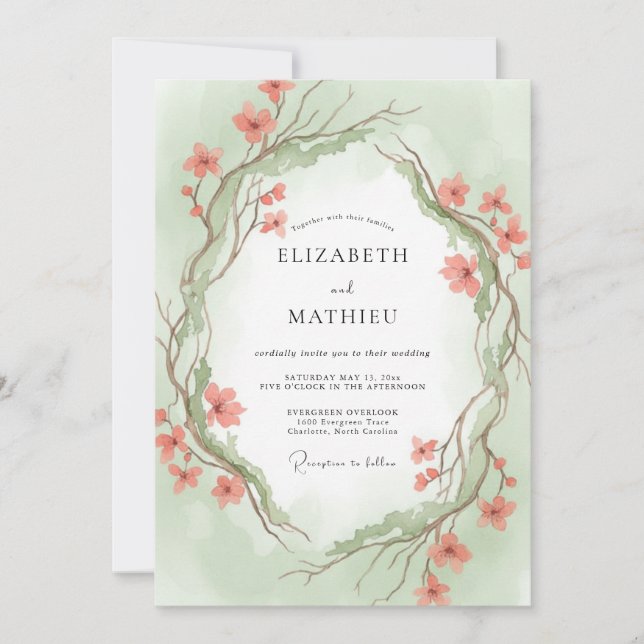 Convites Casamento com Vinha de Hortelã e Damasco (Frente)