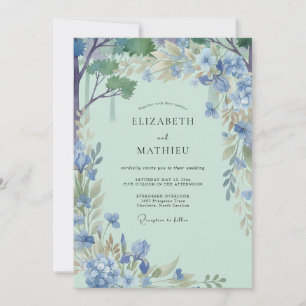 Convites Casamento com Vinha de Hortelã e Periwinkle