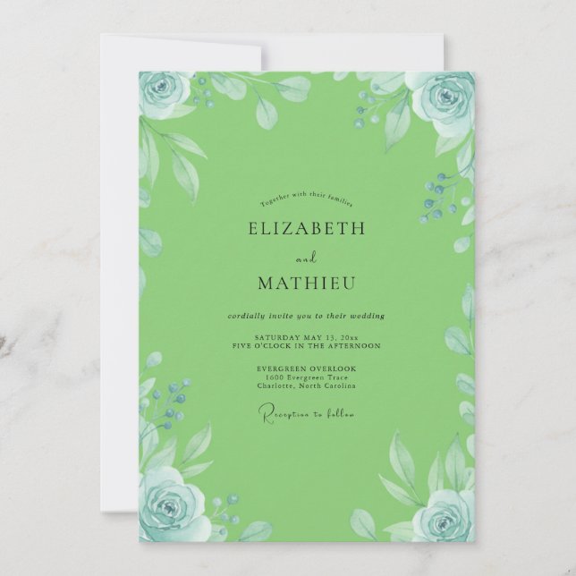 Convites Casamento com Vinha de Hortelã Lima (Frente)