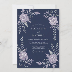Convites Casamento com Vinha de Lilás à Meia-Noite