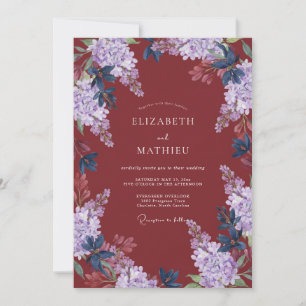 Convites Casamento com Vinha de Lilás Marrom