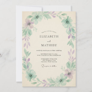 Convites Casamento com Vinha de Lilás Suave Menta