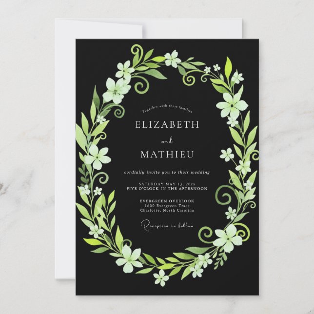 Convites Casamento com Vinha de Lima Preta (Frente)