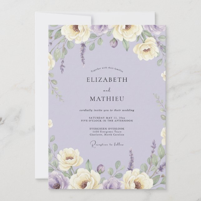 Convites Casamento com Vinha de Marfim e Ametista (Frente)
