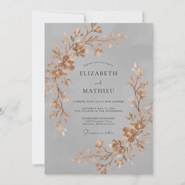 Convites Casamento com Vinha de Ouro em Aço (Frente)