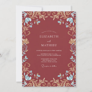 Convites Casamento com Vinha de Ouro Macio Terracota