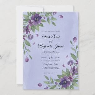 Convites Casamento com Vinha de Periwinkle Âmbar