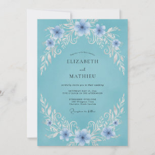Convites Casamento com Vinha de Periwinkle Aqua